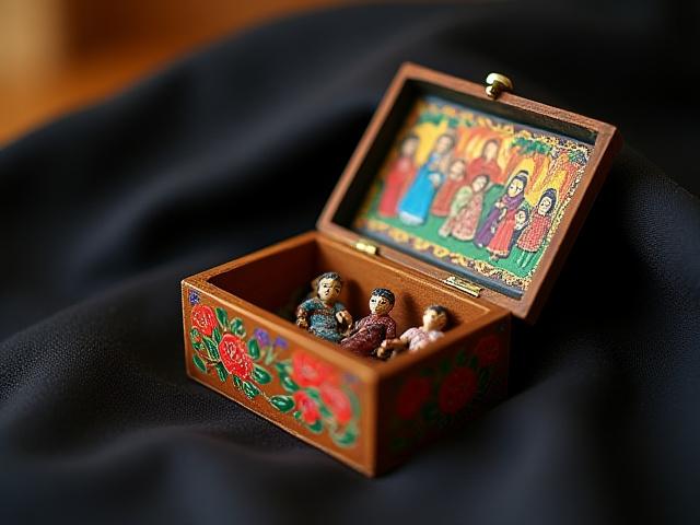 Conjunto de miniaturas de retablos religiosos elaborados con intrincados detalles y colores vivos.