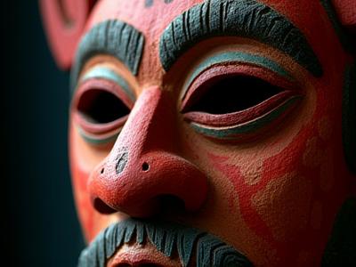 Máscara tradicional mexicana de madera, de colores vivos